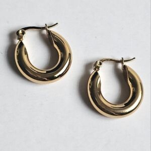 Gold tone boho french style stainless steel hoop earrings NWOT
